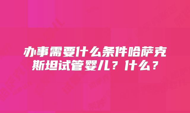 办事需要什么条件哈萨克斯坦试管婴儿？什么？