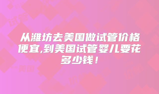 从潍坊去美国做试管价格便宜,到美国试管婴儿要花多少钱！