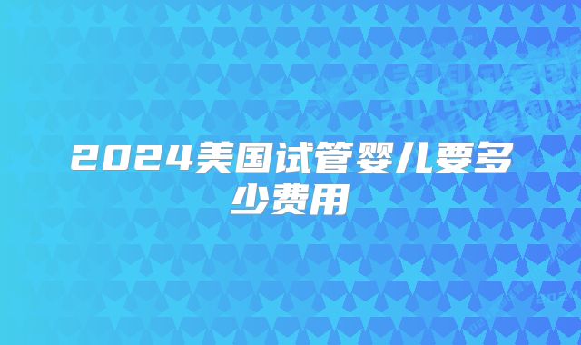 2024美国试管婴儿要多少费用