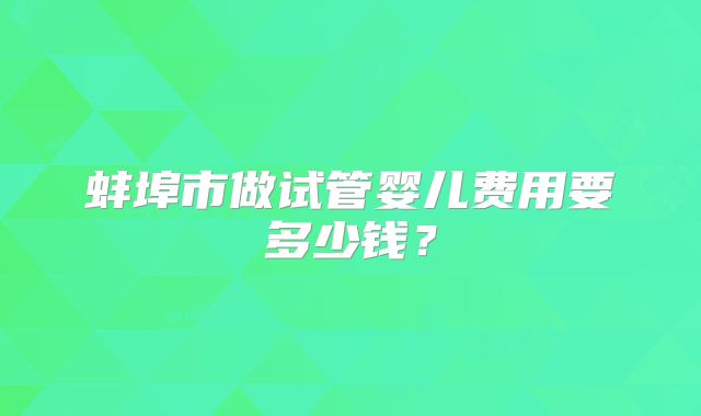 蚌埠市做试管婴儿费用要多少钱？