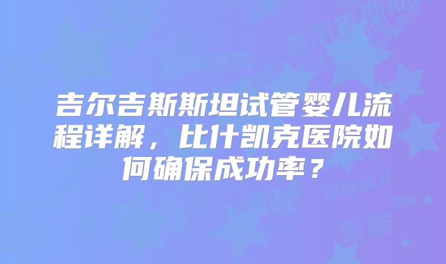 吉尔吉斯斯坦试管婴儿流程详解,比什凯克医院如何确保成功率?