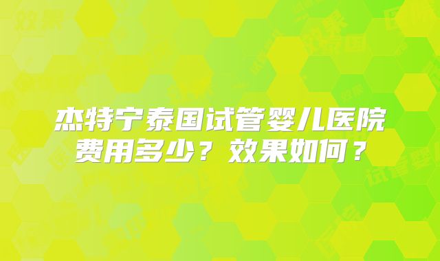 杰特宁泰国试管婴儿医院费用多少？效果如何？