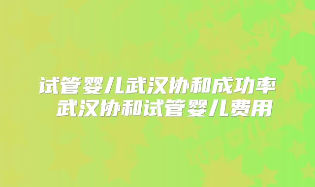试管婴儿武汉协和成功率 武汉协和试管婴儿费用