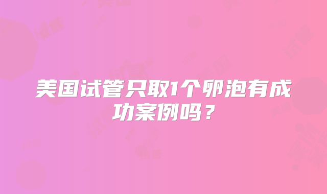 美国试管只取1个卵泡有成功案例吗?