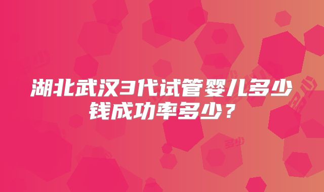 湖北武汉3代试管婴儿多少钱成功率多少？