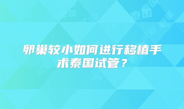 卵巢较小如何进行移植手术泰国试管?
