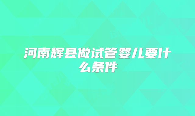 河南辉县做试管婴儿要什么条件