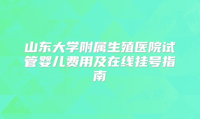 山东大学附属生殖医院试管婴儿费用及在线挂号指南