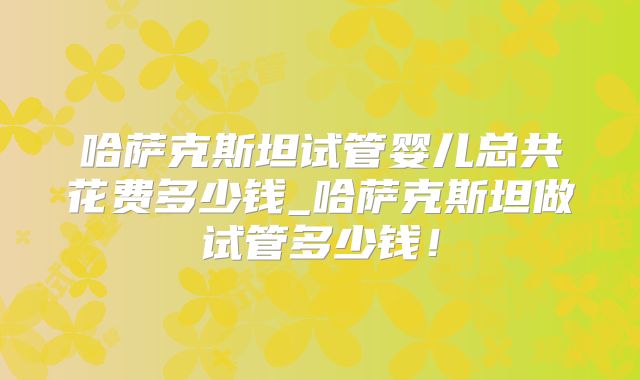 哈萨克斯坦试管婴儿总共花费多少钱_哈萨克斯坦做试管多少钱！