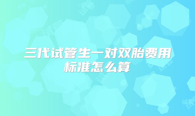 三代试管生一对双胎费用标准怎么算