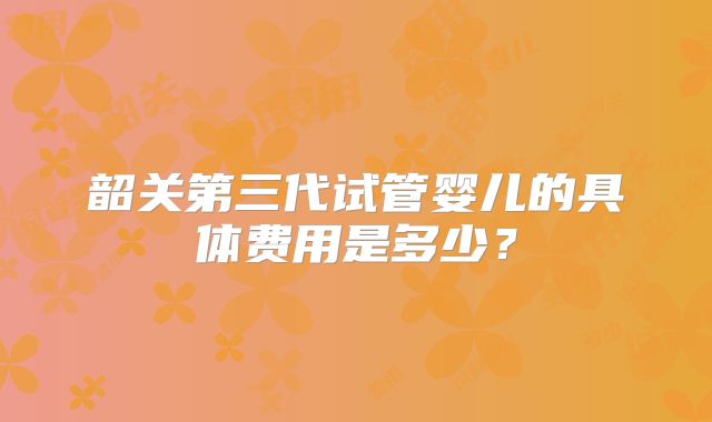 韶关第三代试管婴儿的具体费用是多少？