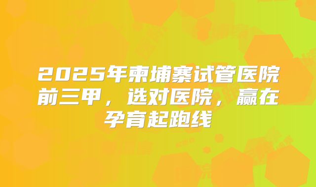 2025年柬埔寨试管医院前三甲，选对医院，赢在孕育起跑线