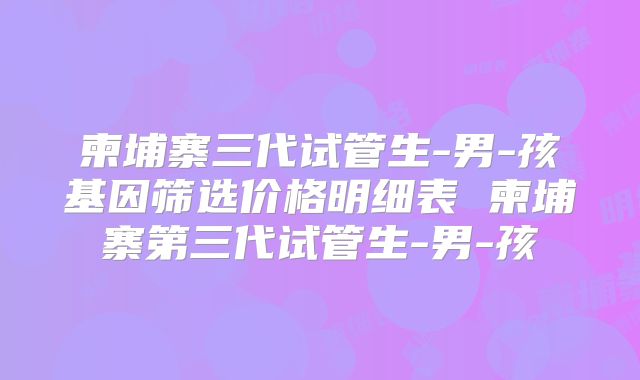 柬埔寨三代试管生-男-孩基因筛选价格明细表 柬埔寨第三代试管生-男-孩
