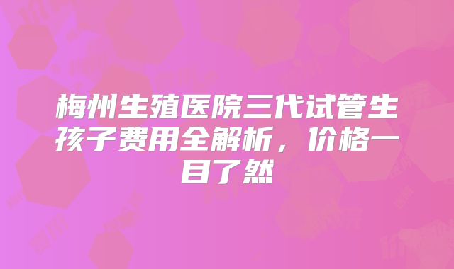 梅州生殖医院三代试管生孩子费用全解析,价格一目了然