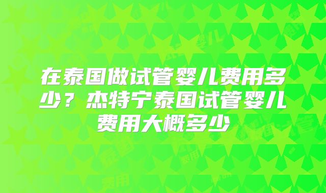 在泰国做试管婴儿费用多少？杰特宁泰国试管婴儿费用大概多少