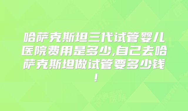 哈萨克斯坦三代试管婴儿医院费用是多少,自己去哈萨克斯坦做试管要多少钱！