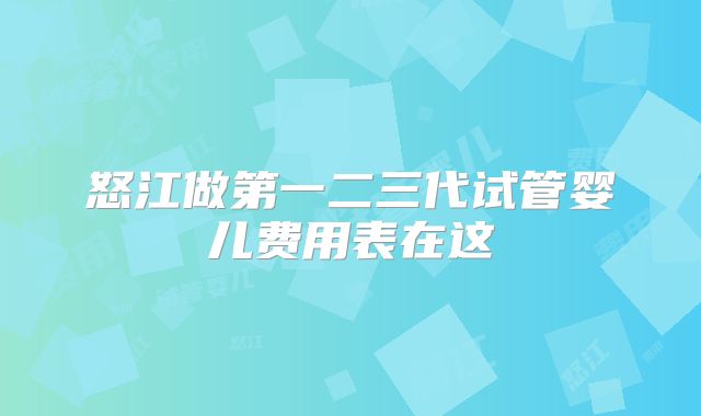 怒江做第一二三代试管婴儿费用表在这