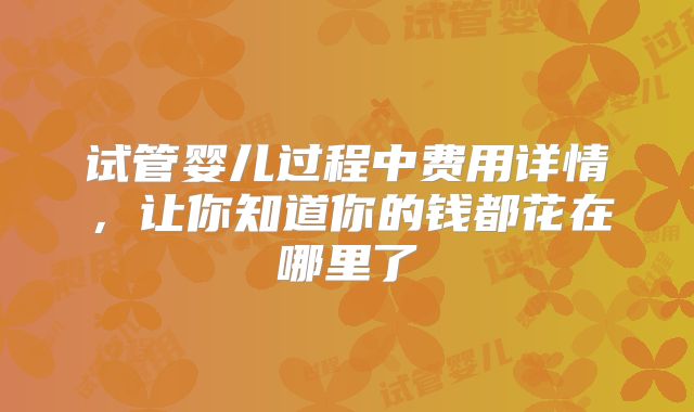 试管婴儿过程中费用详情，让你知道你的钱都花在哪里了