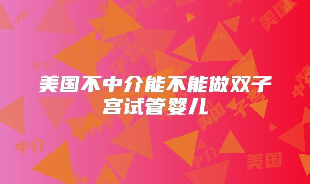 美国不中介能不能做双子宫试管婴儿