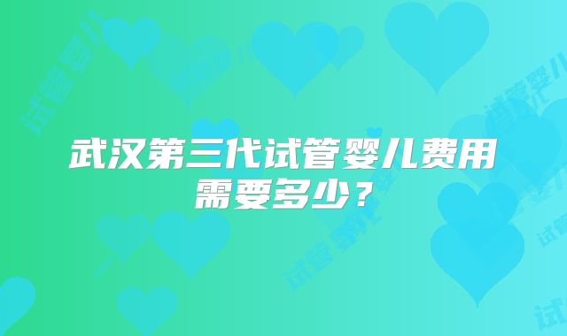 武汉第三代试管婴儿费用需要多少？