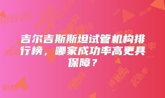 吉尔吉斯斯坦试管机构排行榜，哪家成功率高更具保障？