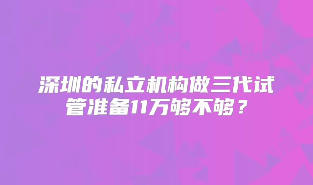 深圳的私立机构做三代试管准备11万够不够？
