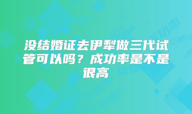 没结婚证去伊犁做三代试管可以吗？成功率是不是很高