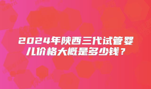 2024年陕西三代试管婴儿价格大概是多少钱?