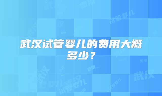 武汉试管婴儿的费用大概多少？