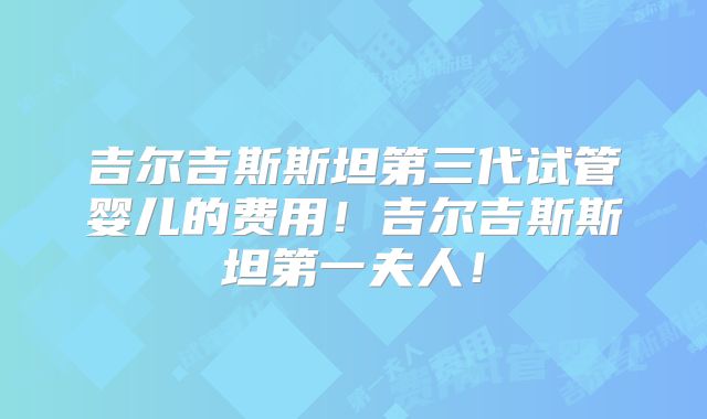 吉尔吉斯斯坦第三代试管婴儿的费用!吉尔吉斯斯坦第一夫人!
