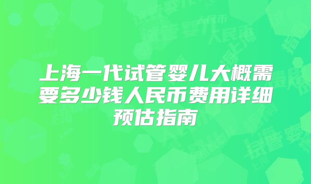 上海一代试管婴儿大概需要多少钱人民币费用详细预估指南