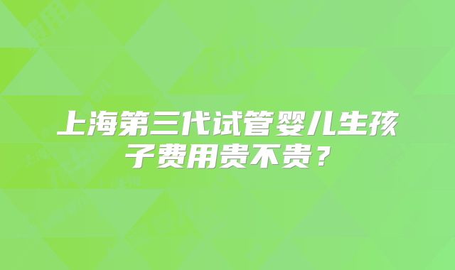 上海第三代试管婴儿生孩子费用贵不贵？