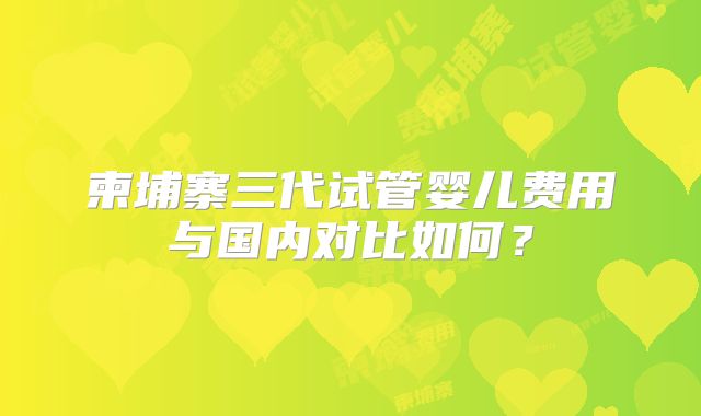 柬埔寨三代试管婴儿费用与国内对比如何？