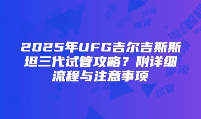 2025年UFG吉尔吉斯斯坦三代试管攻略？附详细流程与注意事项