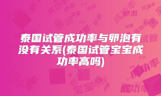 泰国试管成功率与卵泡有没有关系(泰国试管宝宝成功率高吗)