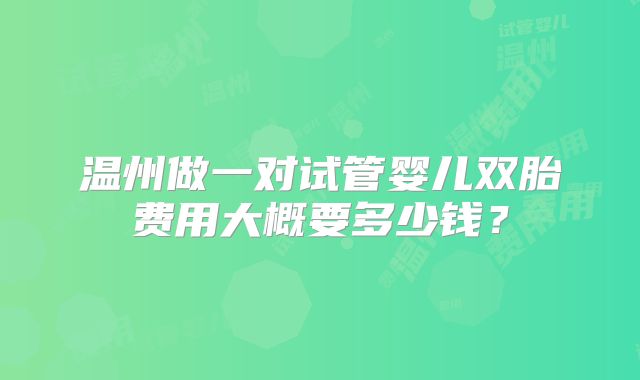 温州做一对试管婴儿双胎费用大概要多少钱？