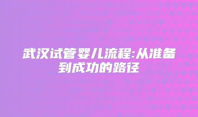 武汉试管婴儿流程:从准备到成功的路径