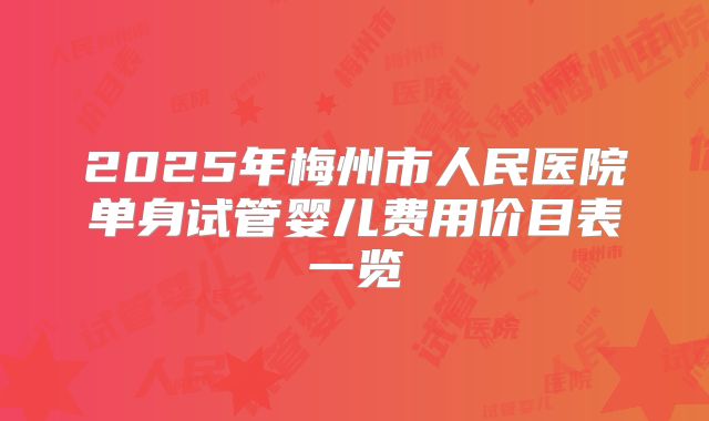 2025年梅州市人民医院单身试管婴儿费用价目表一览