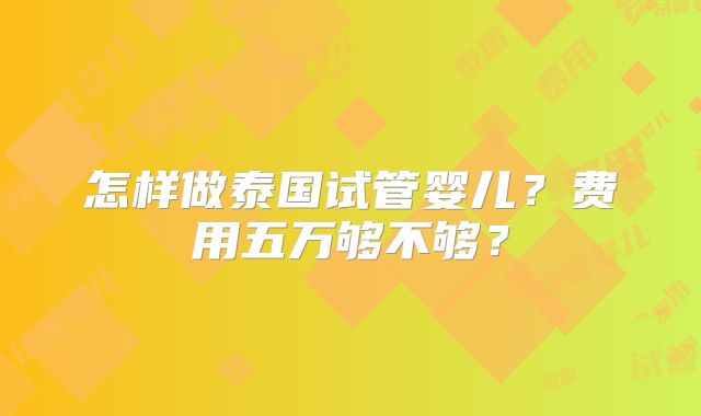 怎样做泰国试管婴儿？费用五万够不够？