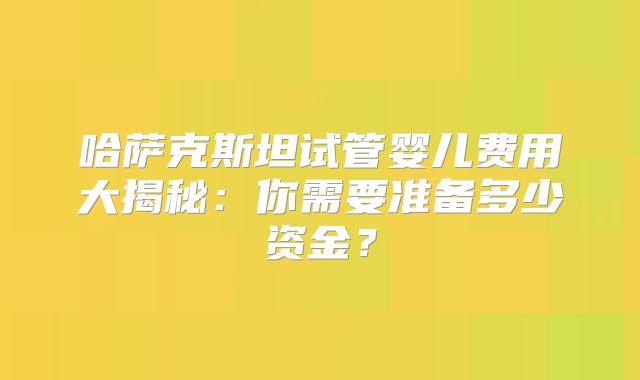 哈萨克斯坦试管婴儿费用大揭秘：你需要准备多少资金？