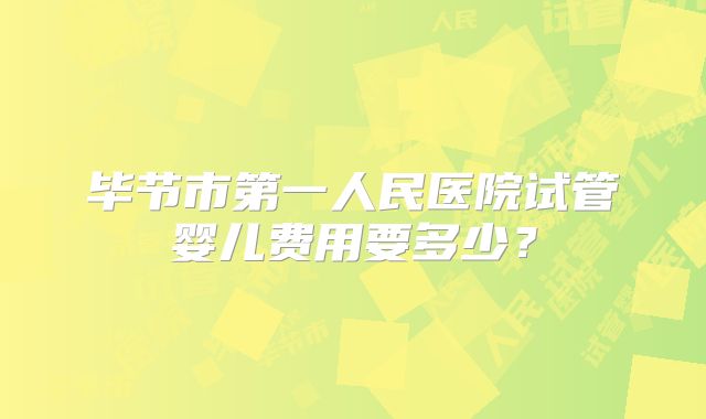 毕节市第一人民医院试管婴儿费用要多少？
