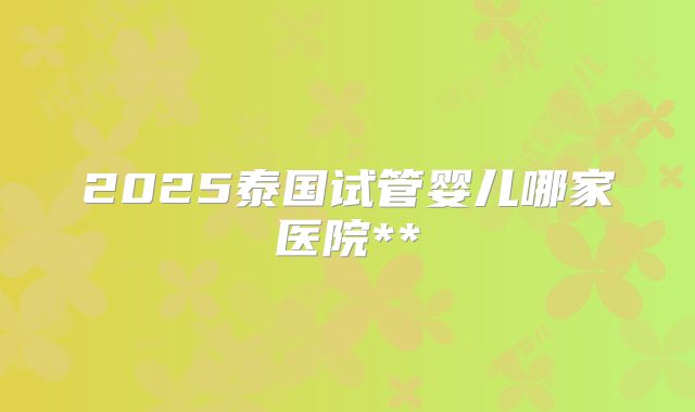 2025泰国试管婴儿哪家医院**