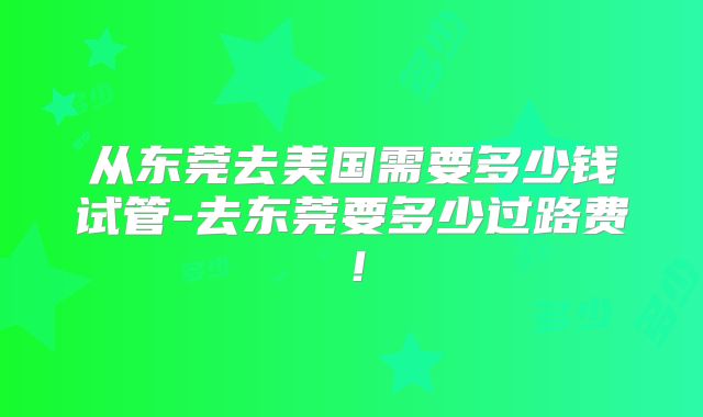 从东莞去美国需要多少钱试管-去东莞要多少过路费！