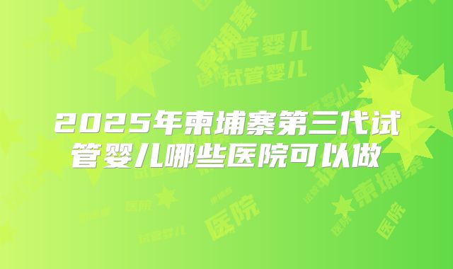 2025年柬埔寨第三代试管婴儿哪些医院可以做