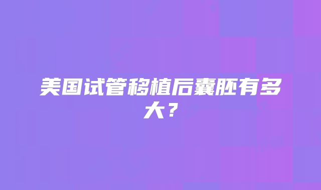 美国试管移植后囊胚有多大？