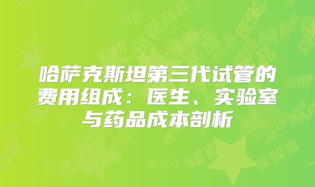 哈萨克斯坦第三代试管的费用组成:医生、实验室与药品成本剖析