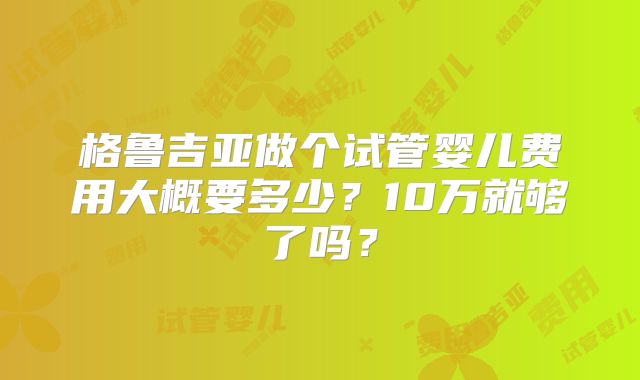 格鲁吉亚做个试管婴儿费用大概要多少？10万就够了吗？