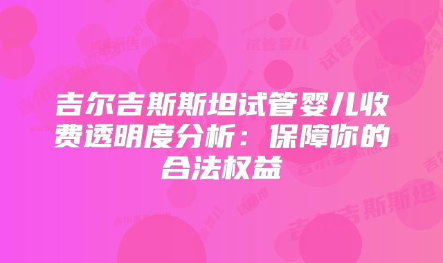 吉尔吉斯斯坦试管婴儿收费透明度分析：保障你的合法权益