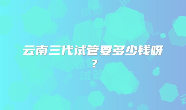 云南三代试管要多少钱呀？