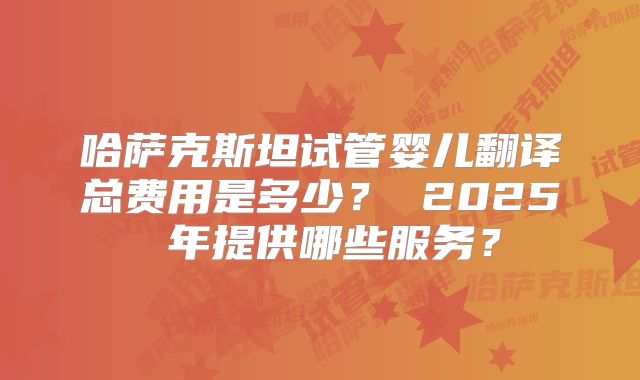哈萨克斯坦试管婴儿翻译总费用是多少？ 2025 年提供哪些服务？